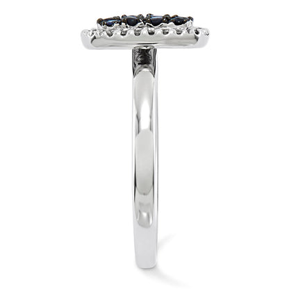 14K White Gold Real Diamond & Sapphire Ring