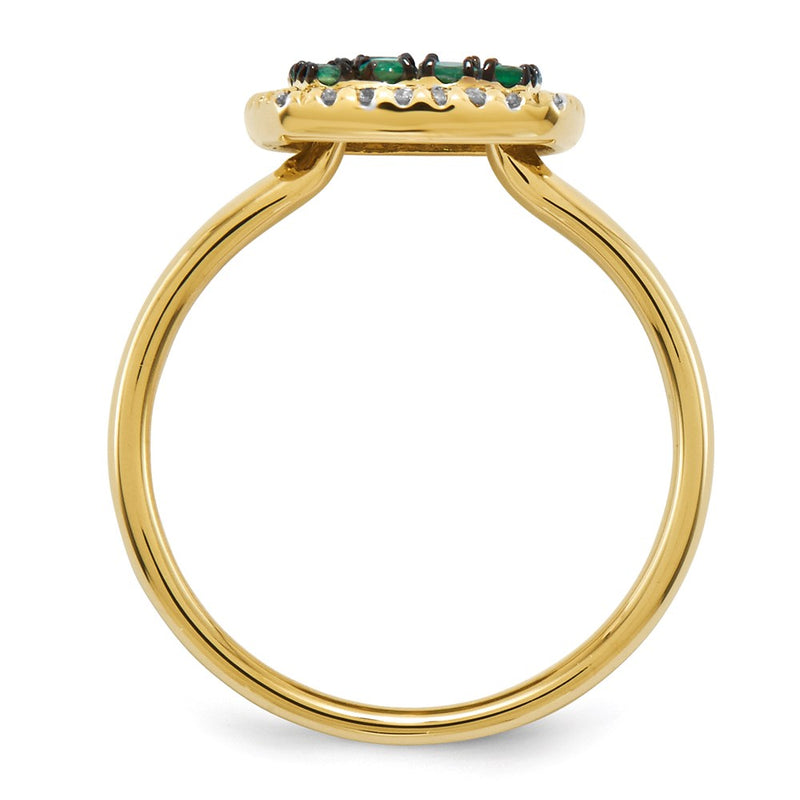 14K Yellow Gold Real Diamond & Emerald Ring