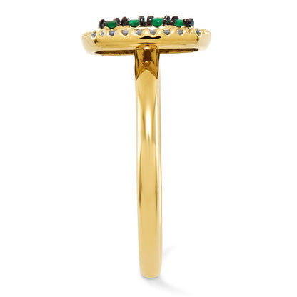 14K Yellow Gold Real Diamond & Emerald Ring