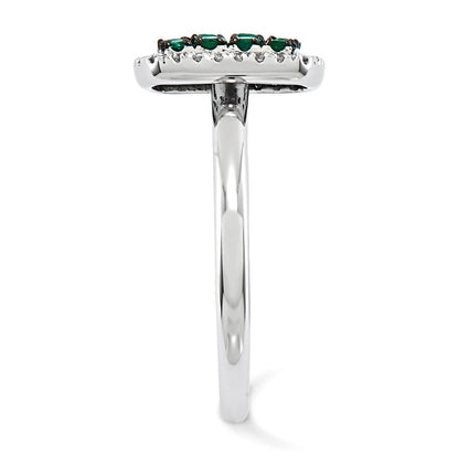 14k White Gold Real Diamond & Emerald Ring