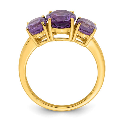 14K Yellow Gold Amethyst Oval Ring