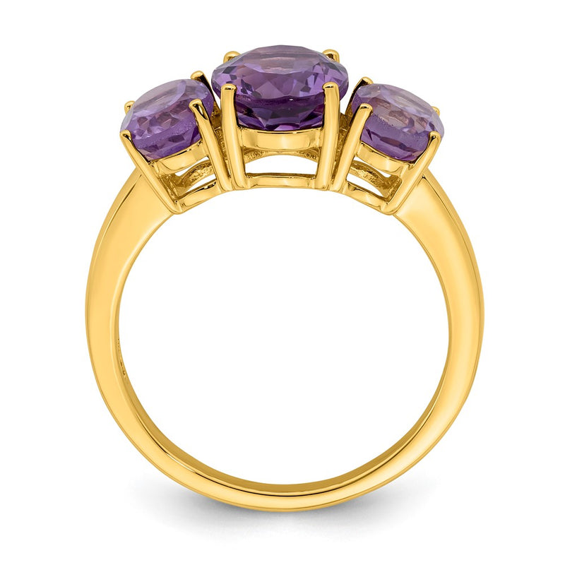 14K Yellow Gold Amethyst Oval Ring