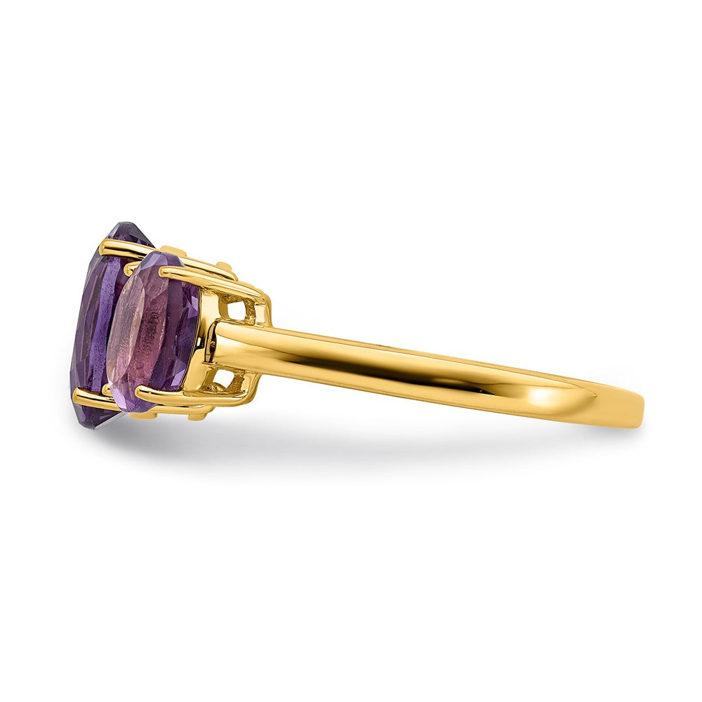 14K Yellow Gold Amethyst Oval Ring