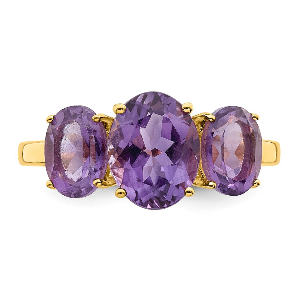 14K Yellow Gold Amethyst Oval Ring
