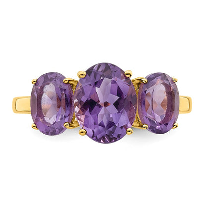 14K Yellow Gold Amethyst Oval Ring