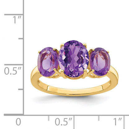 14K Yellow Gold Amethyst Oval Ring