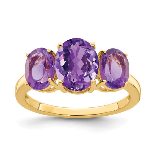 14K Yellow Gold Amethyst Oval Ring
