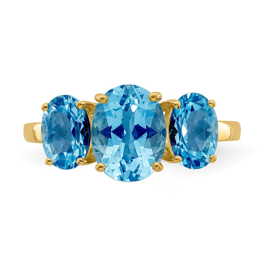 14K Yellow Gold Blue Topaz Oval Ring
