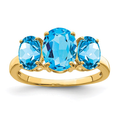 14K Yellow Gold Blue Topaz Oval Ring