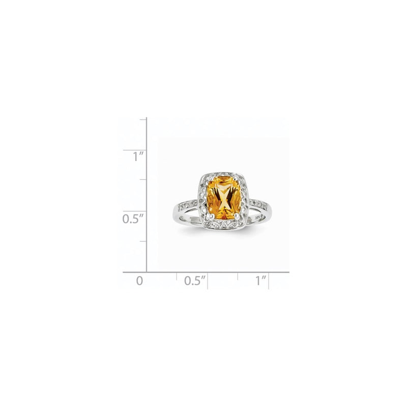 14k White Gold Real Diamond and Citrine Oval Ring