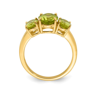 14K Yellow Gold Peridot Oval Ring