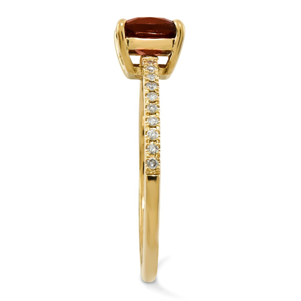 14K Yellow Gold Real Diamond and Garnet Square Ring