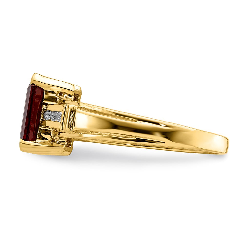 14K Yellow Gold Garnet and White Topaz Square Ring