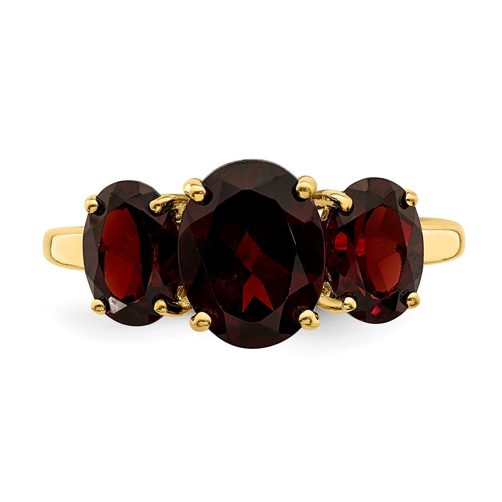 14K Yellow Gold Garnet Oval Ring