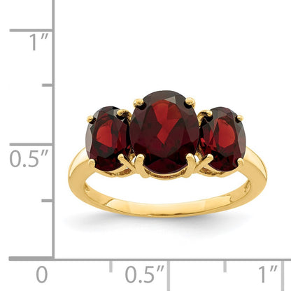 14K Yellow Gold Garnet Oval Ring