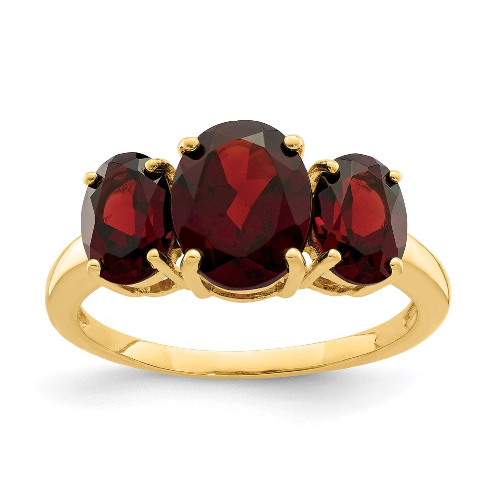 14K Yellow Gold Garnet Oval Ring