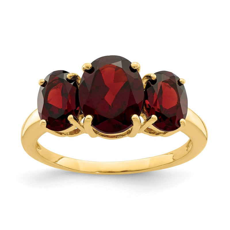 14K Yellow Gold Garnet Oval Ring