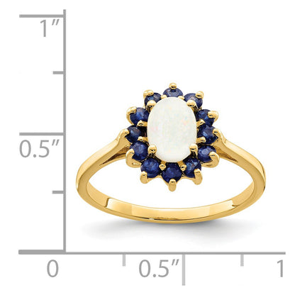 14K Yellow Gold Opal and Sapphire Ring