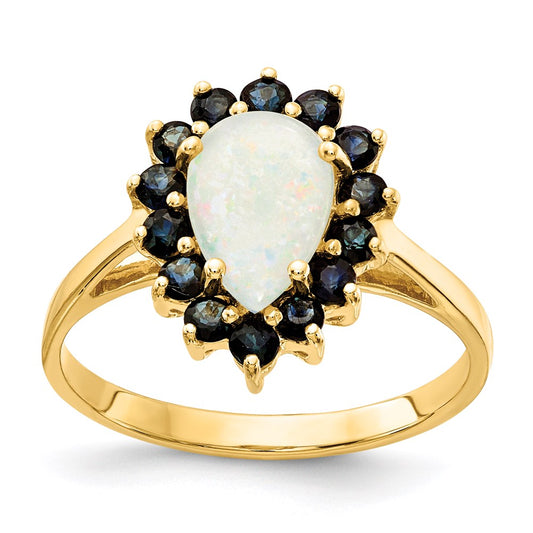 14K Yellow Gold Opal and Sapphire Ring