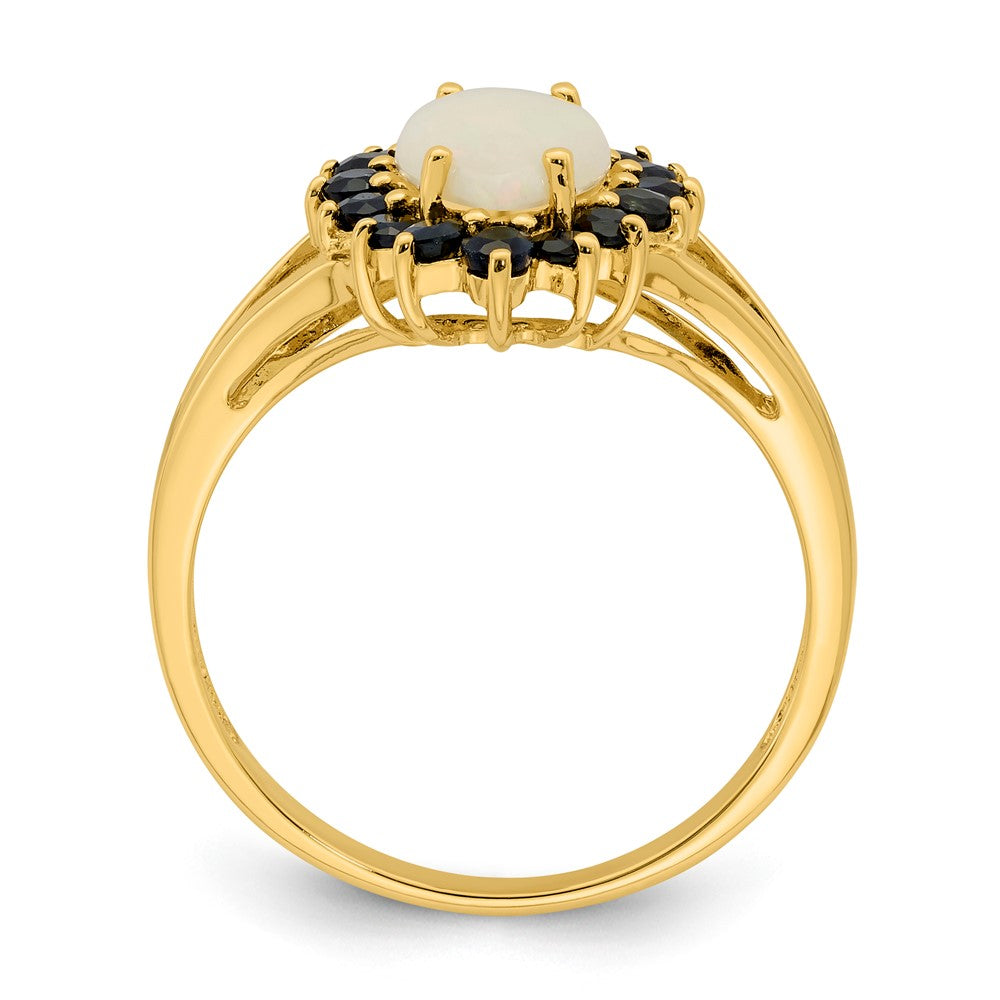 14K Yellow Gold Opal and Sapphire Ring