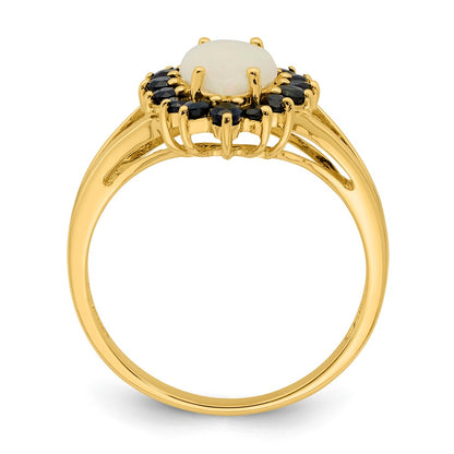 14K Yellow Gold Opal and Sapphire Ring