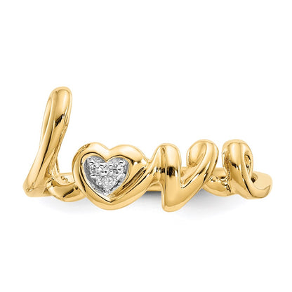 14K Yellow Gold Real Diamond Love Ring