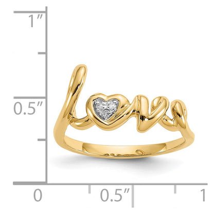 14K Yellow Gold Real Diamond Love Ring