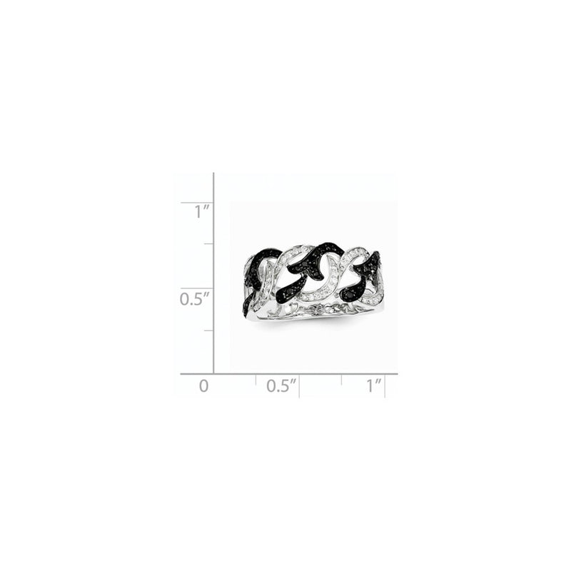14k White Gold Black and White Real Diamond Ring