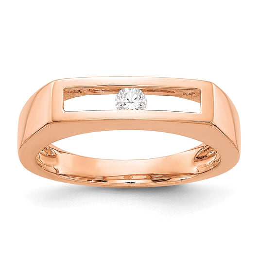 14K Rose Gold Polished Real Diamond Ring