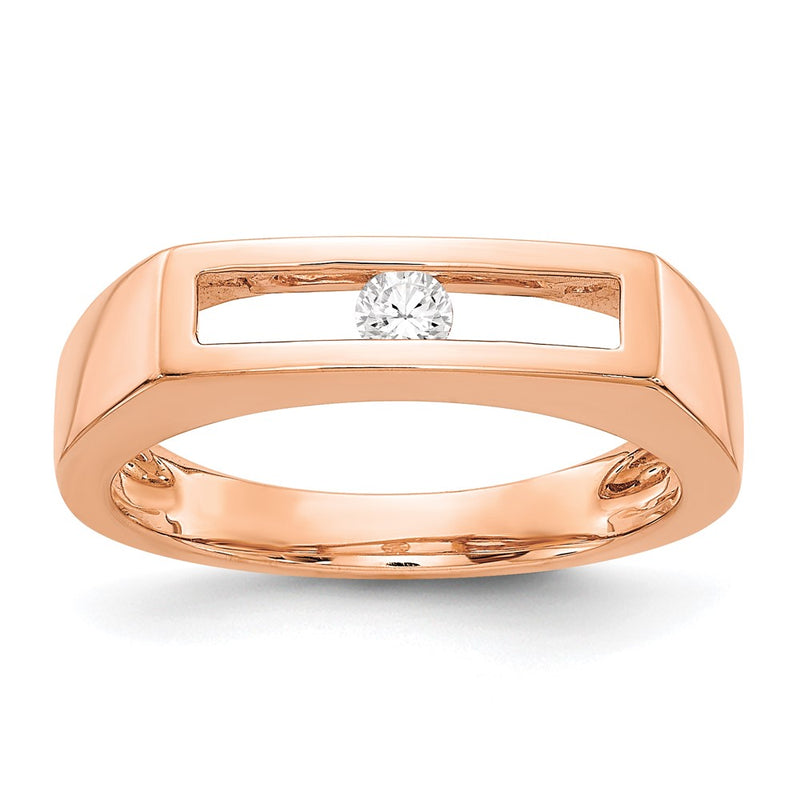 14K Rose Gold Polished Real Diamond Ring