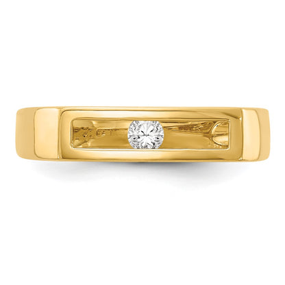 14K Gold Polished Real Diamond Ring