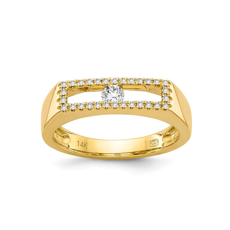 14K Gold Polished Real Diamond Ring