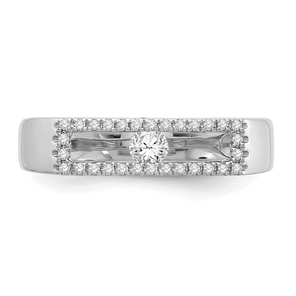 14k White Gold Polished Diamond Ring