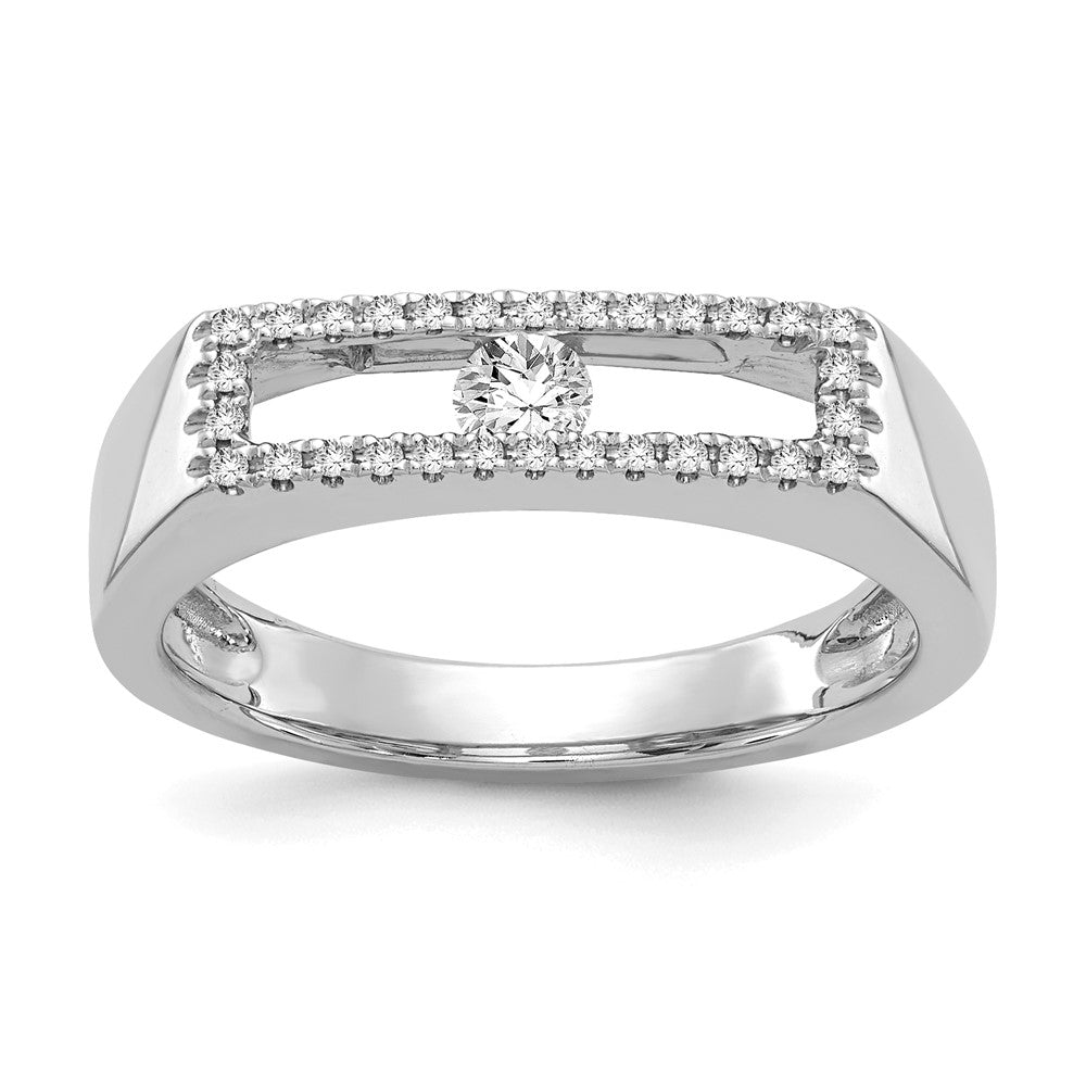 14k White Gold Polished Diamond Ring