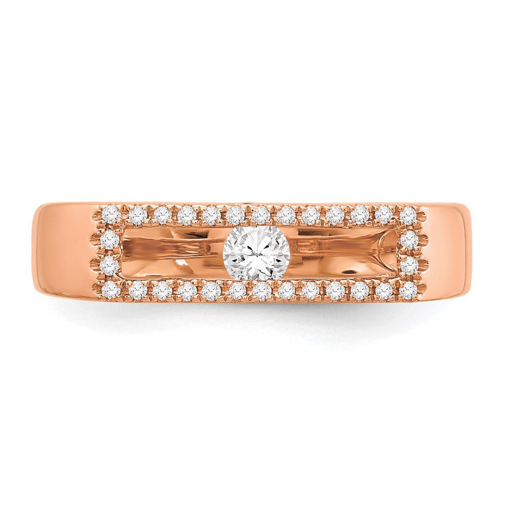 14K Rose Gold Polished Real Diamond Ring