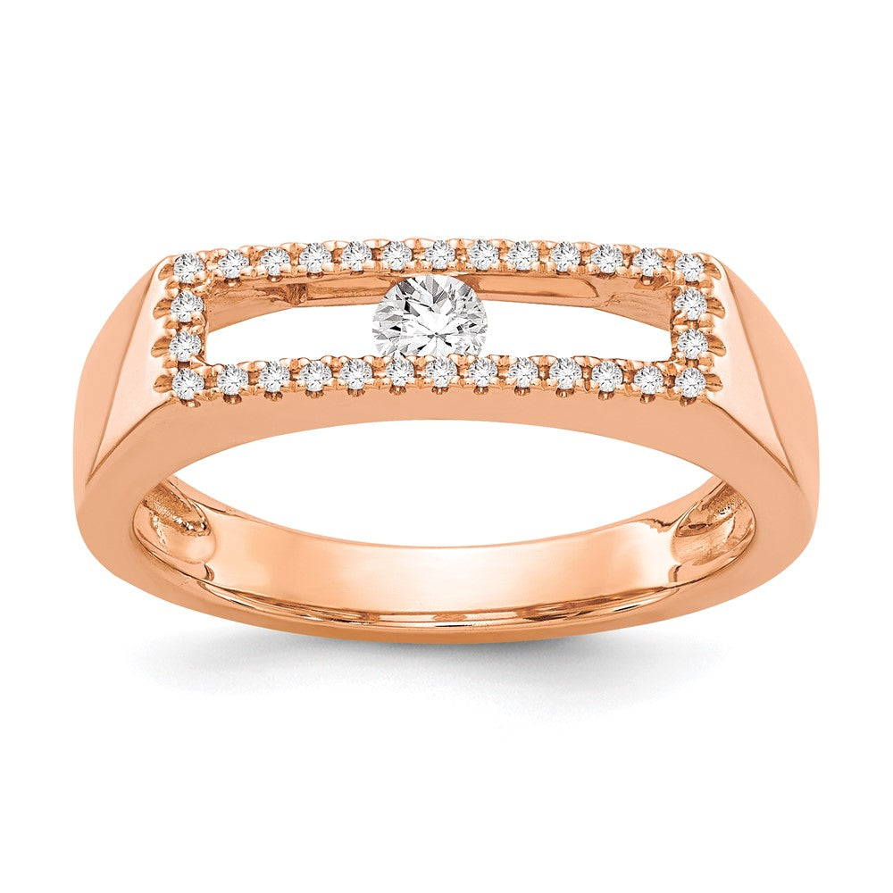 14K Rose Gold Polished Real Diamond Ring