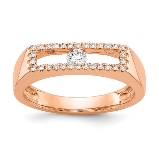 14K Rose Gold Polished Real Diamond Ring