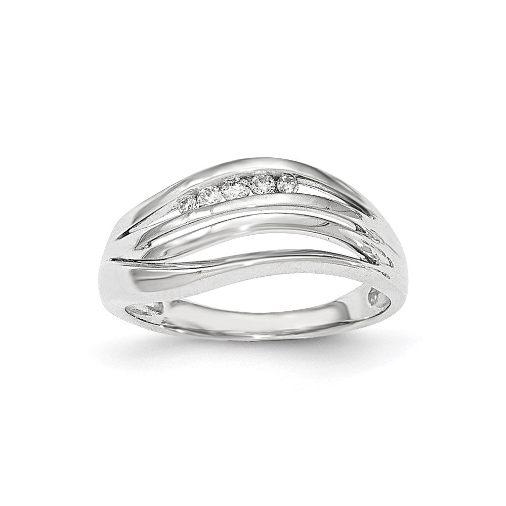 14K White Gold Real Diamond Polished Ring