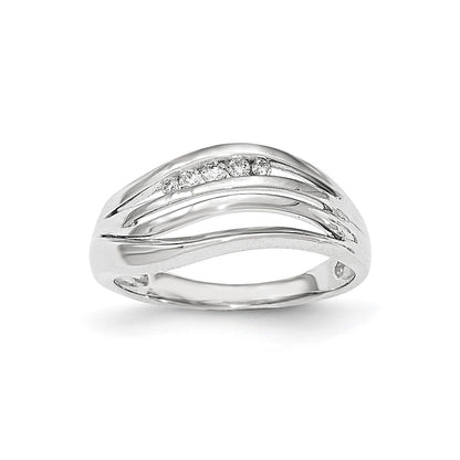 14K White Gold Real Diamond Polished Ring
