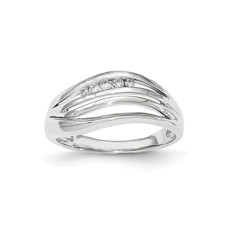 14K White Gold Real Diamond Polished Ring