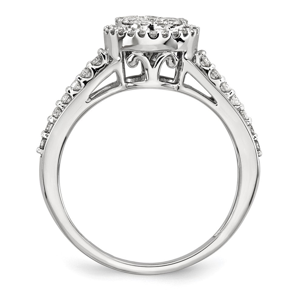 14k White Gold Real Diamond Polished Oval Ring