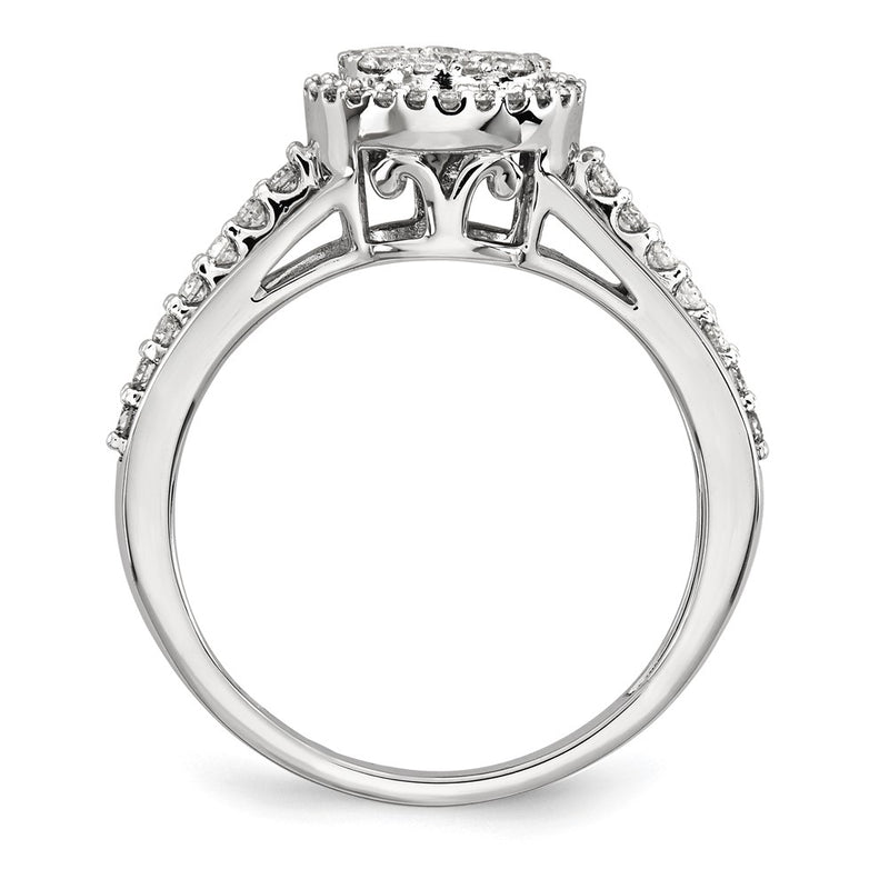 14k White Gold Real Diamond Polished Oval Ring