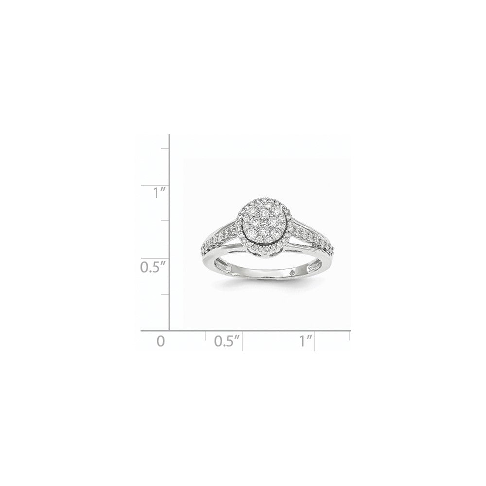 14k White Gold Real Diamond Polished Oval Ring