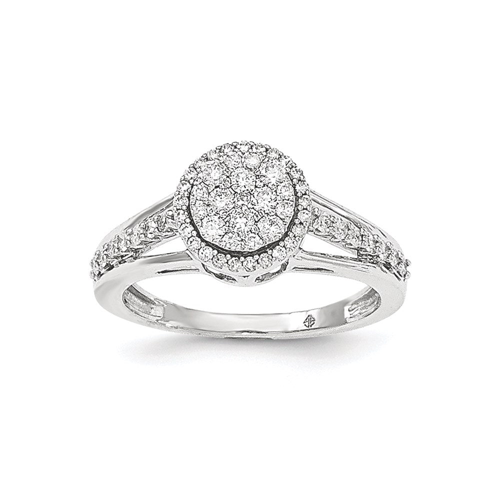 14k White Gold Real Diamond Polished Oval Ring