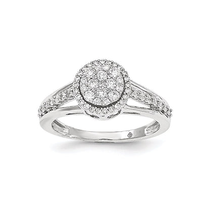 14k White Gold Real Diamond Polished Oval Ring