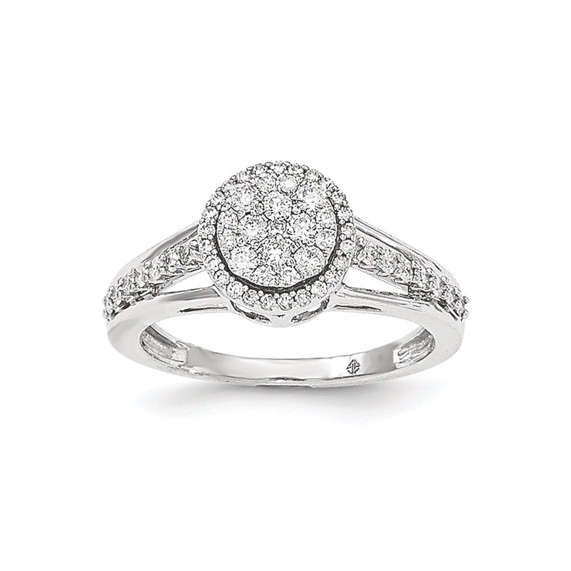 14k White Gold Real Diamond Polished Oval Ring