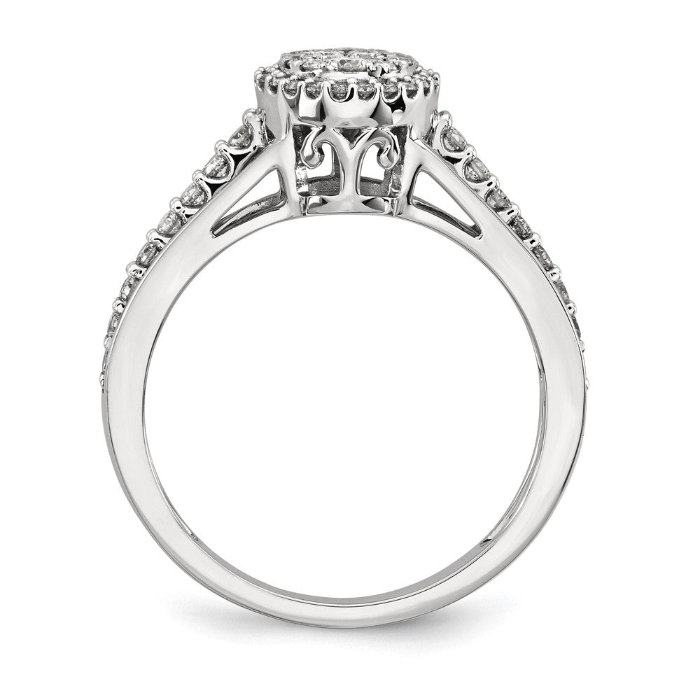 14k White Gold Real Diamond Polished Circle Ring