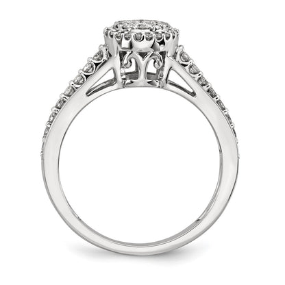14k White Gold Real Diamond Polished Circle Ring