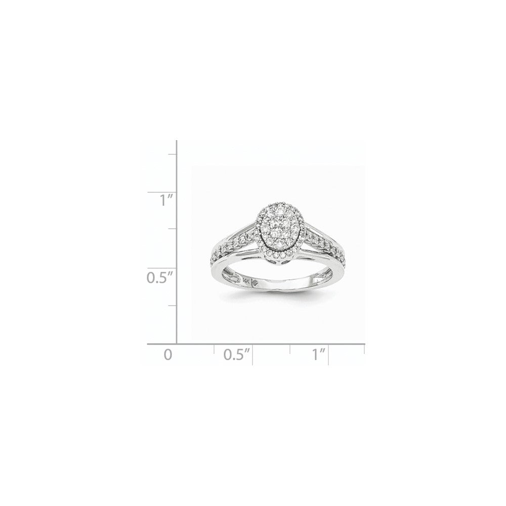14k White Gold Real Diamond Polished Circle Ring