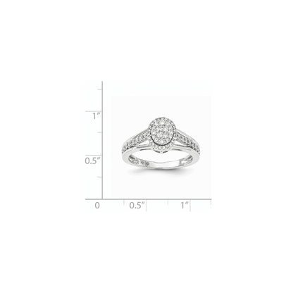 14k White Gold Real Diamond Polished Circle Ring